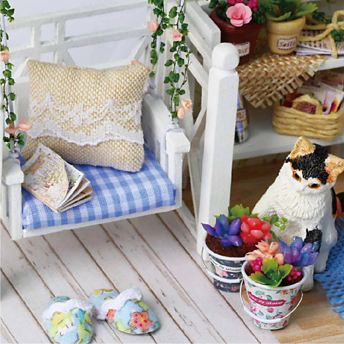 

DIY Doll House Wooden Doll Houses Miniature Dollhouse Furniture Kit with LED Toys for Children Christmas Gift with Dust Cover