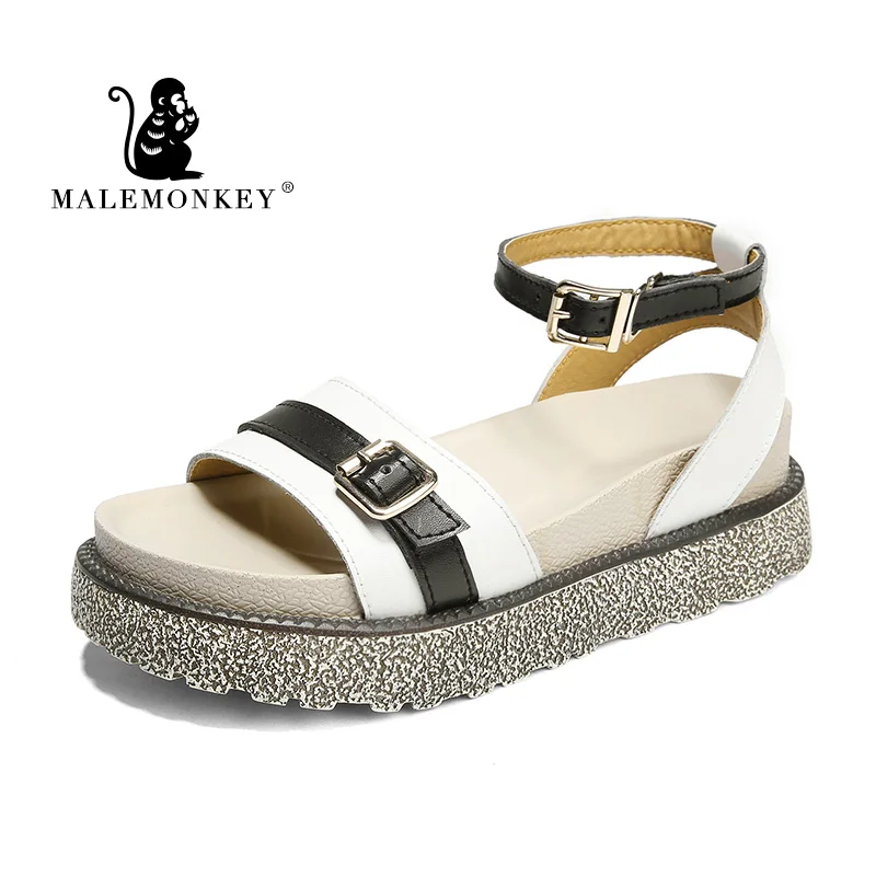 Женские сандалии MALEMONKEY коричневые на платформе и каблуке лето 1082 2020|Боссоножки