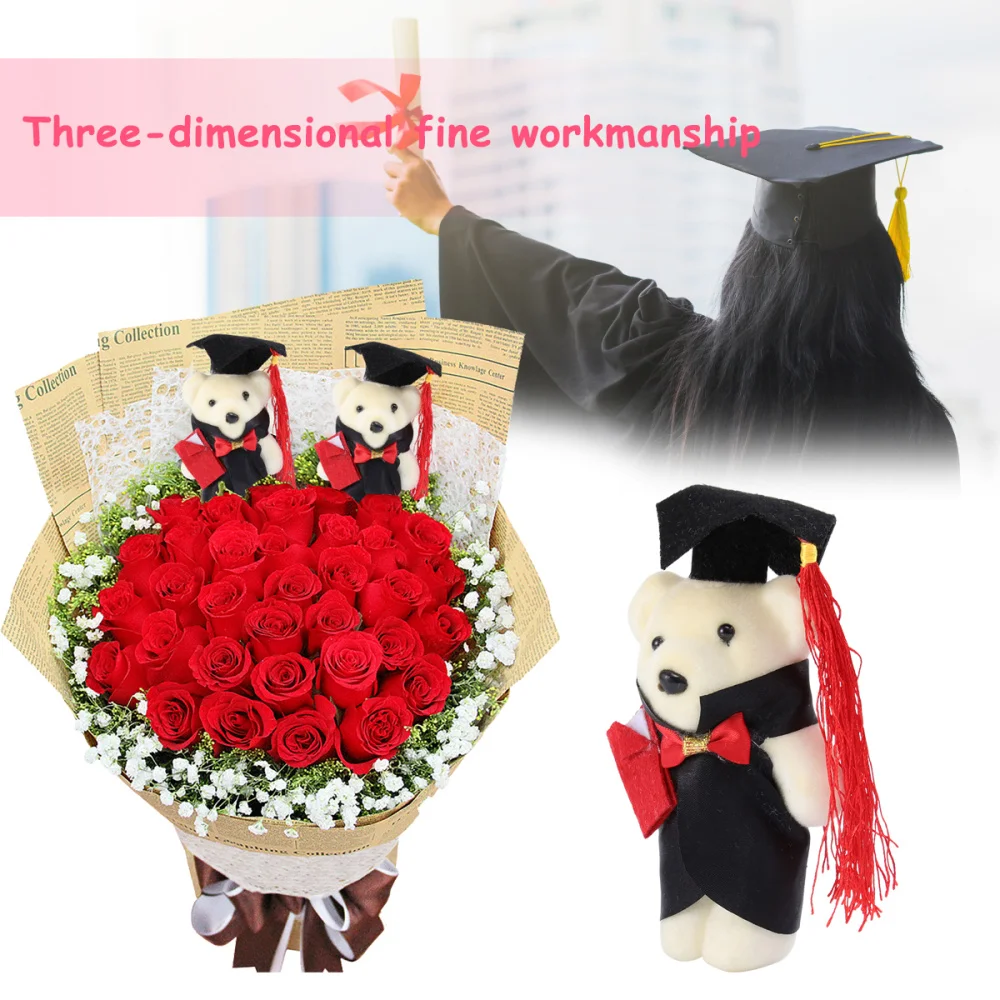 

10Pcs 12cm Standing Graduation Ceremony Bear Doll Flower Bouquet Decoration for Commencement Adorable Bear Graduates Gift Access