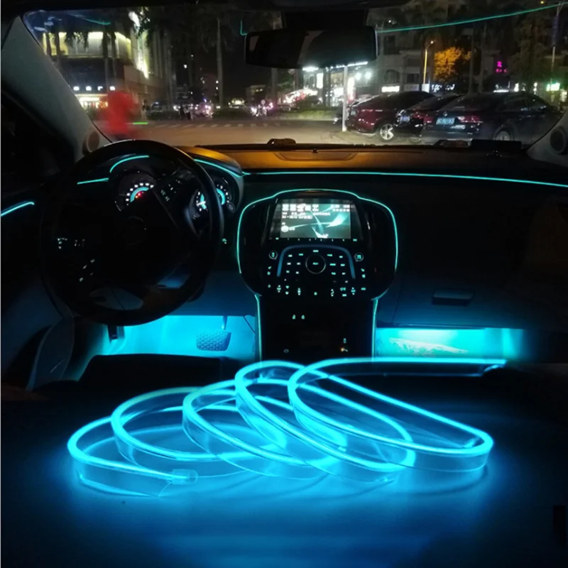 

LED Strip Garland EL Wire 5M Car Interior Auto Rope Tube Line Flexible Neon With 12V USB /Battery