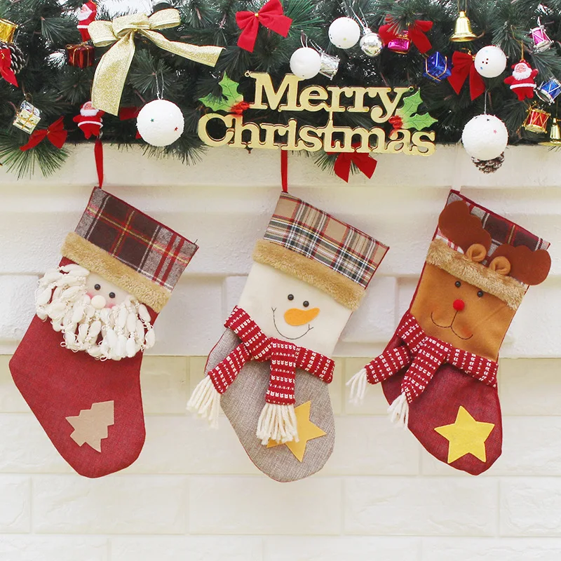 Christmas Gift Candy Socks Holders Storage Bag for Package Home Decorations Xmas Stocking Hanging Tree Ornament | Дом и сад