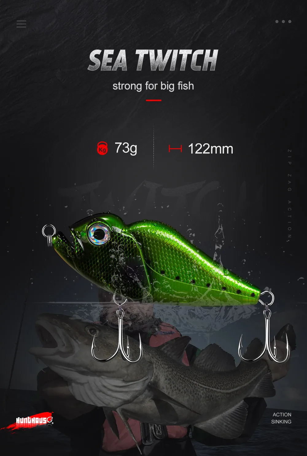 Hunthouse Джеркбейт рыболовные приманки stickbait rondu тонущие приманки 122 мм 73 г для снапперов происхождения крюка Rankaru Twitch Crankbait