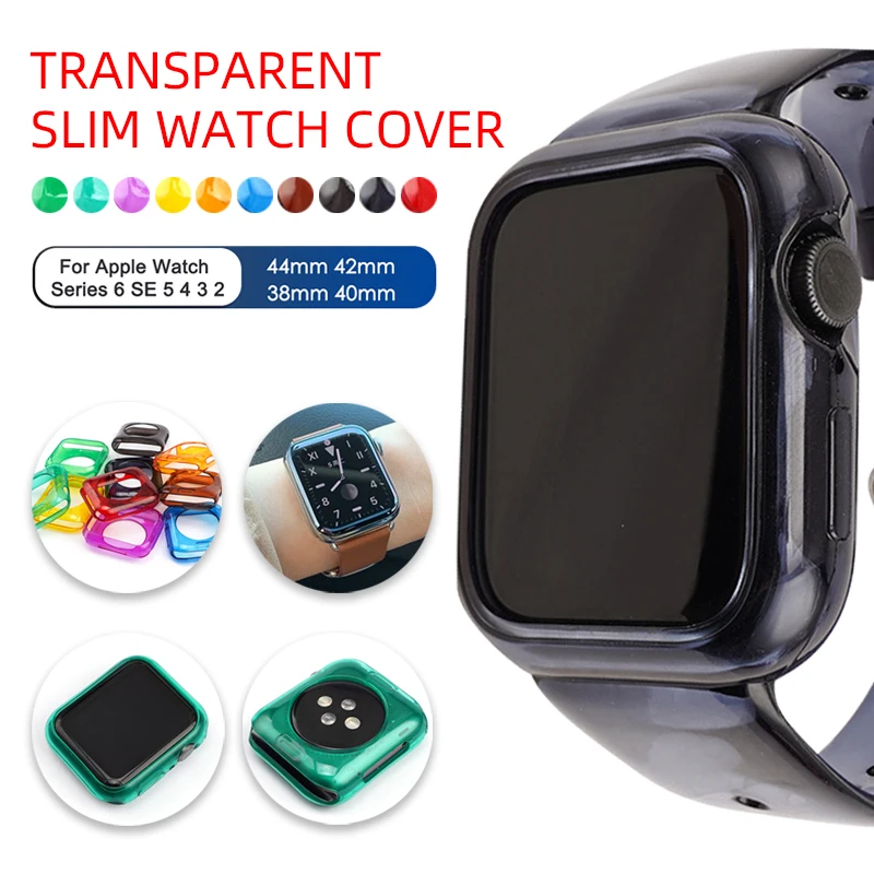 

Прозрачный тонкий чехол для часов Apple Watch, чехол для 6 SE, 5, 4, 3, 42 мм, 38 мм, мягкая прозрачная защитная пленка из ТПУ для iWatch 4, 3, 44 мм, 40 мм