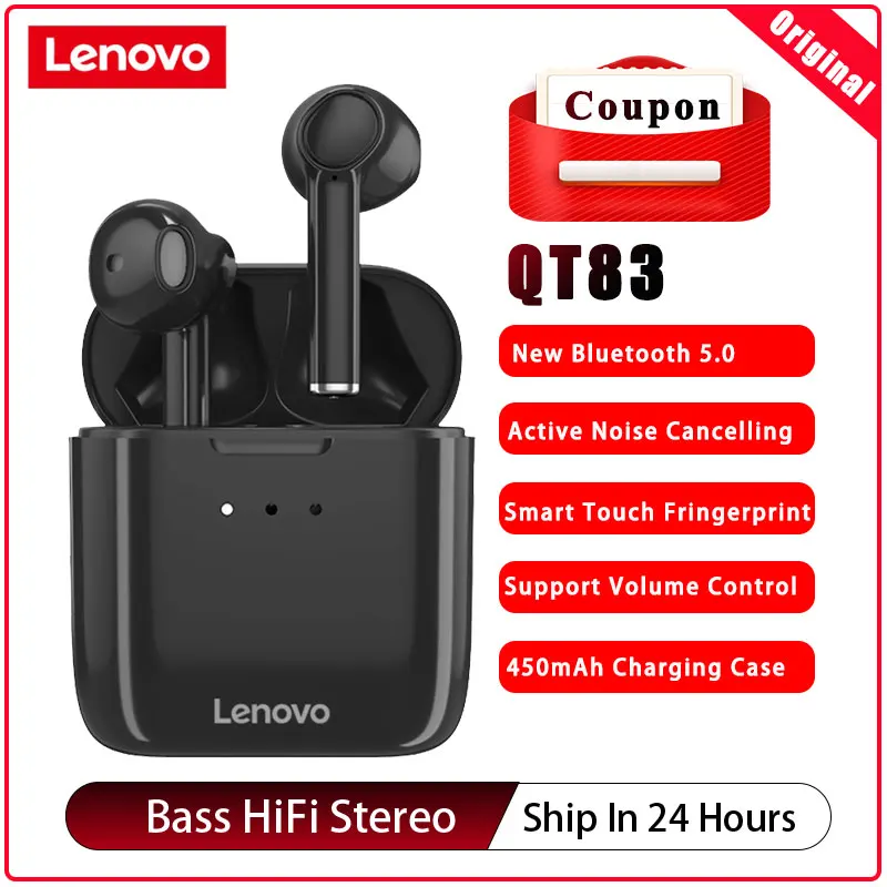 Lenovo QT83 TWS Bluetooth наушники беспроводная гарнитура стерео звук ANC умные сенсорные