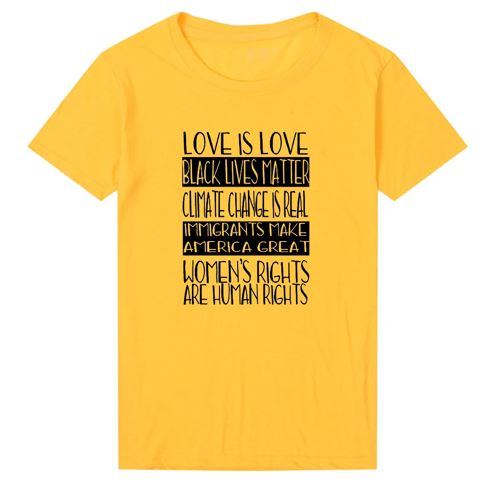 

Love Is Love Black Lives Matter Summer T Shirt Women Human Rights Graphic Tees 100% Cotton O Neck Plus Size Tops Dropshipping