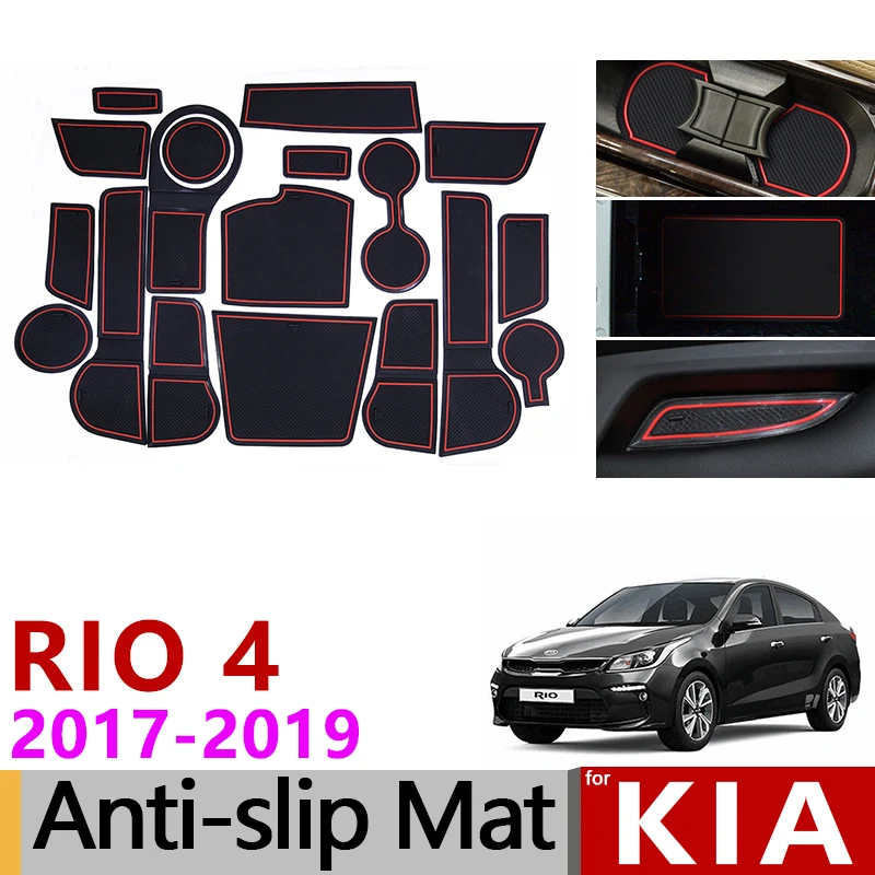 Для Kia Rio 4 X-Line RIO противоскользящая резиновая подушка для чашки коврик для двери 18 шт. аксессуары наклейки для стайлинга автомобилей