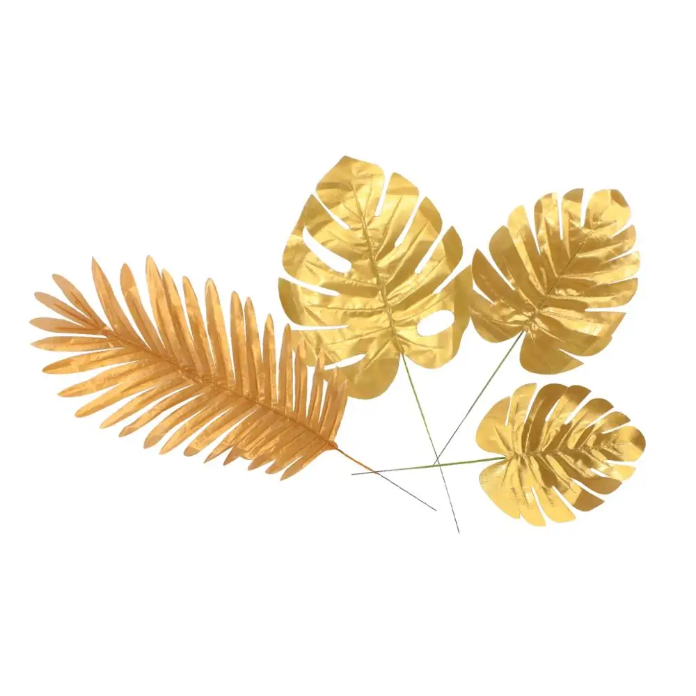 Искусственные искусственные листочки 5 шт. золотые серебряные зеленые растения