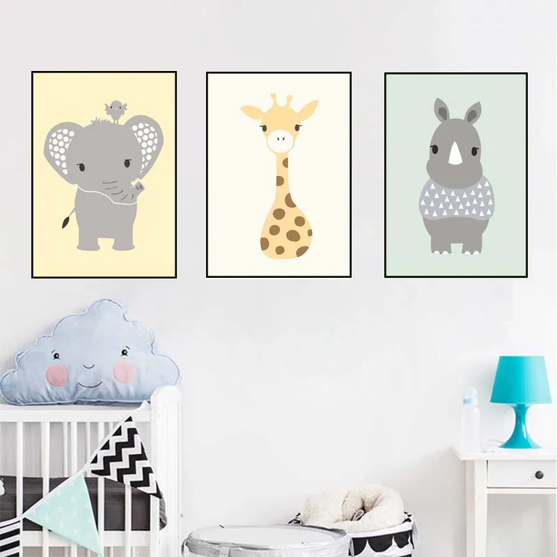

Woodland Animal Zebra Posters Nursery Prints Wall Art Canvas Painting Nordic Picture for Baby Kids Room Decoration No Frame