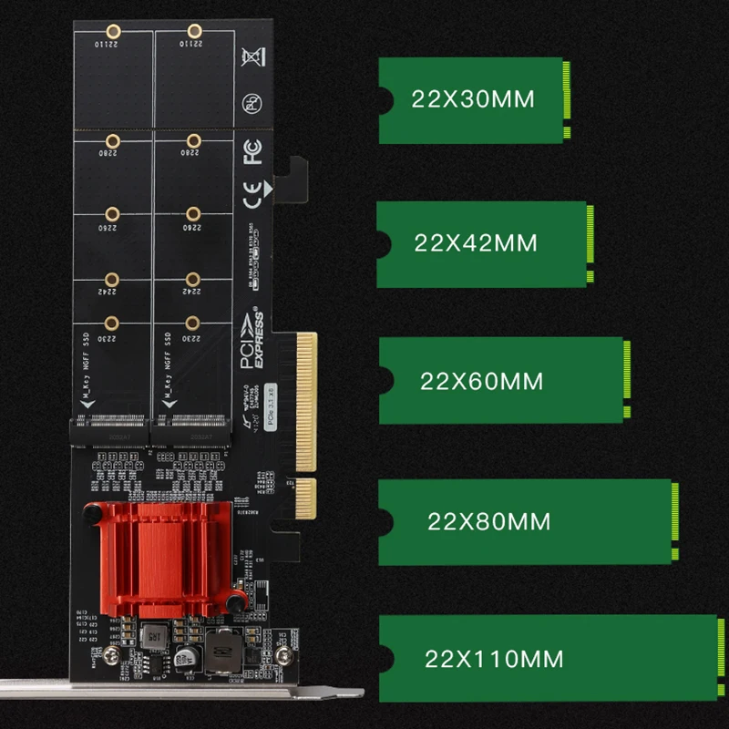 pcie 31 x8 чип asm1812 до 2 портов m 2 nvme ssd адаптер