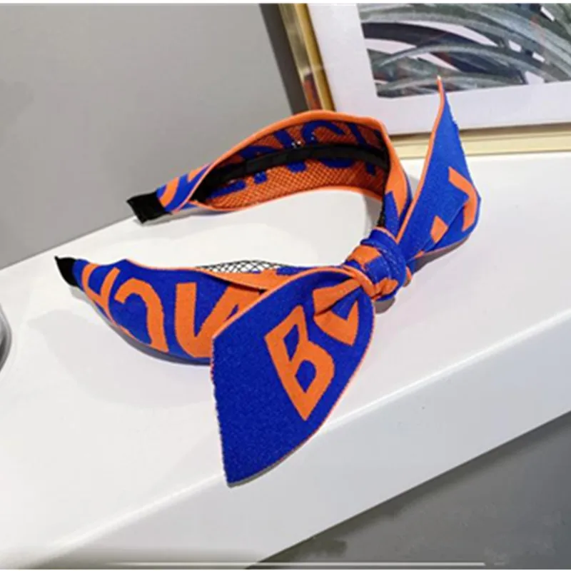 

Korean New Hair Accessories Letters Print Hairband Knot Adults Outdoor Headwear Bow Headband Lovely Rabbit Ear Knot Head Hoop