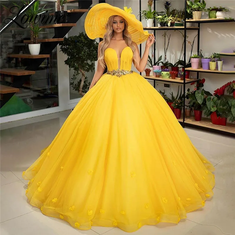 Пышное желтое вечернее платье бальное выпускные платья 2020 на заказ кружево