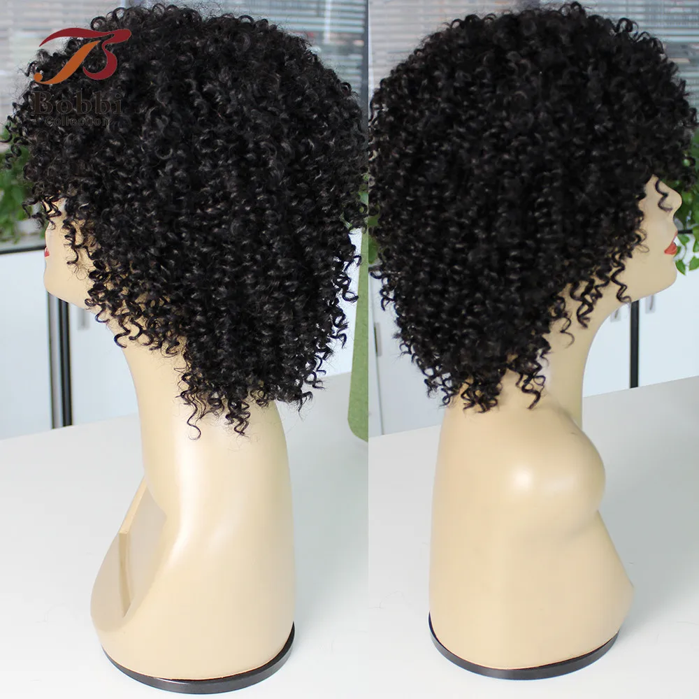 Короткие парики из человеческих волос афро кудрявый вьющиеся Стиль без шнуровки