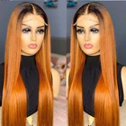 1B оранжевые бесклеевые прямые передние парики на сетке с эффектом омбре 13x4 синтетические парики на сетке легкие износостойкие волосы из термостойкого волокна