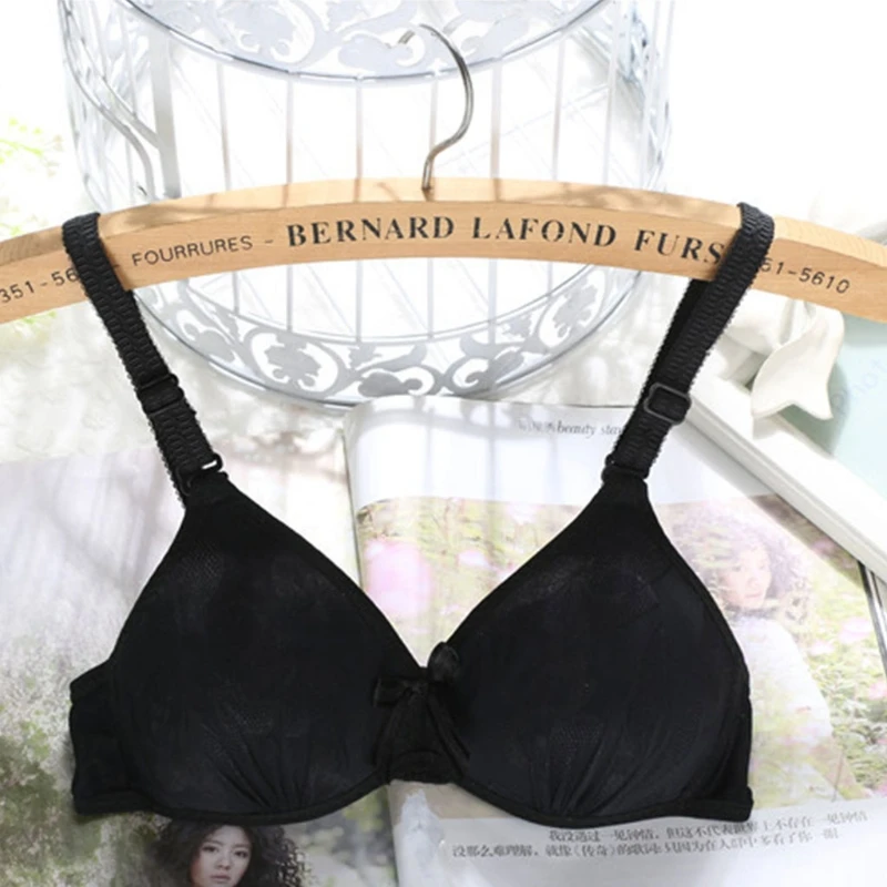 

Teenage Girl Cute Bowknot Underwear Puberty Student Cotton Bra Wire Free Pleated