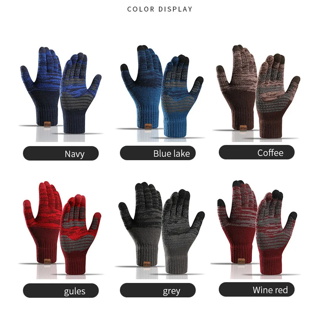 

Winter Gloves Outdoor Windproof Touch Screen Warm Knitted Gloves Cold-Proof Gloves Anti-slip Thickened Cold-proof For Riding