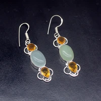 gemstonefactory big promotion 925 silver gorgeous agate yellow citrine women ladies gifts dangle drop earrings 20212092