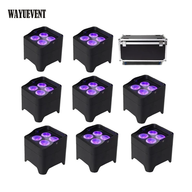 

8 шт. с чехлом батарея беспроводной DMX Wifi Пульт дистанционного управления светодиодный свадебный свет 4x18 Вт RGBWAUV 6в1 светодиодный Uplighting Номинальный DJ свет