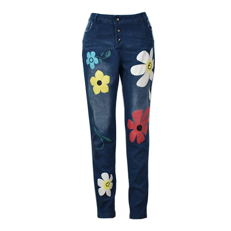 

Women's jeans printed denim pants