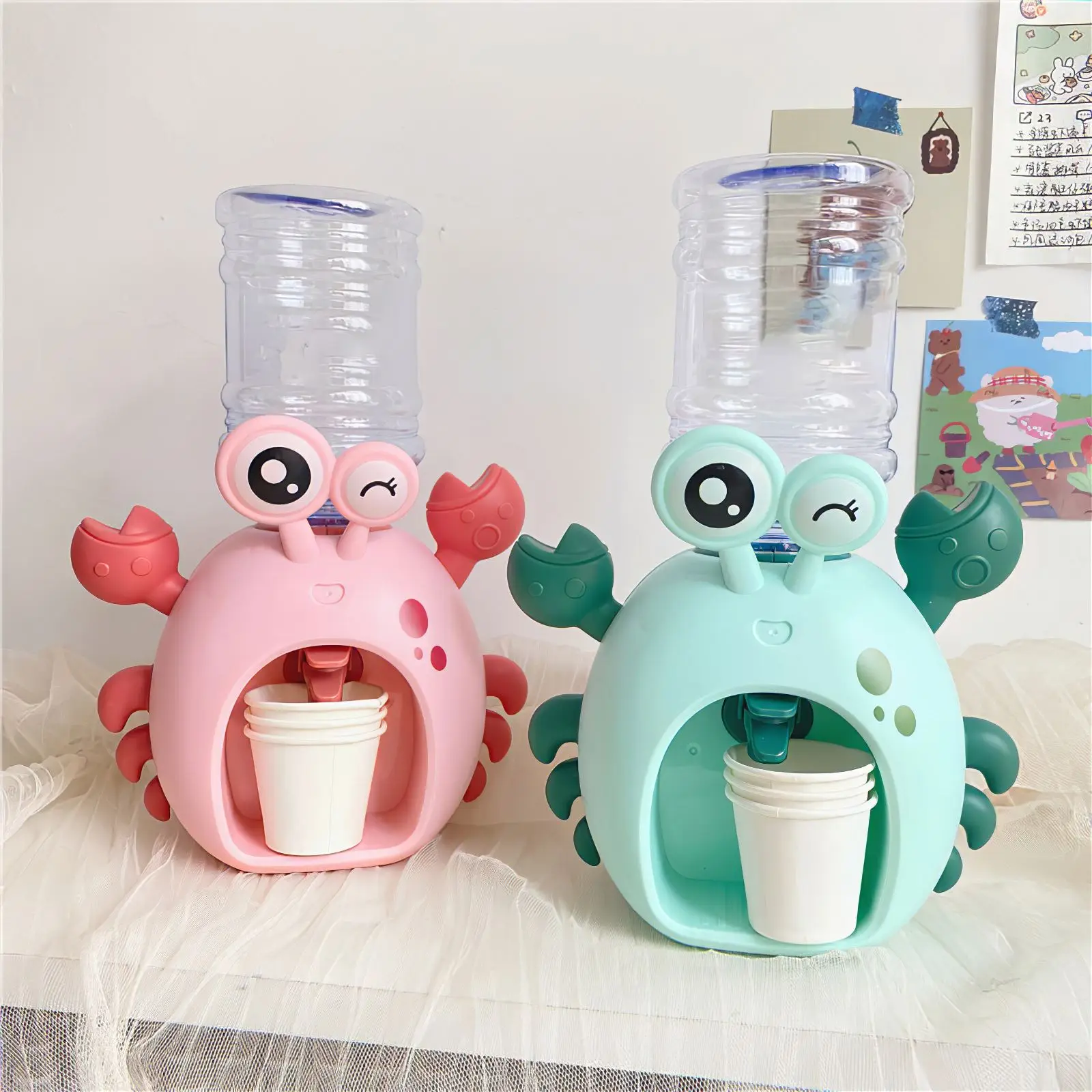 

Cute Crab Beverage Dispenser Children Watery Mini Drinking Fountain Toy Cool Water Dispenser Pretend Play Kitchen Play Toy Kids