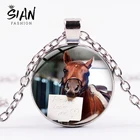 Ожерелье из сериала лошади, винтажное ожерелье с подвеской из кабошона в виде животного для бега, Классическая живопись, ювелирные изделия