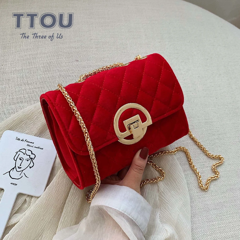 

Fashion Velvet Mini Crossbody Bags For Women Small Lady Shoulder Messenger Bag Luxury Designer Flap Purses and Handbags 2021