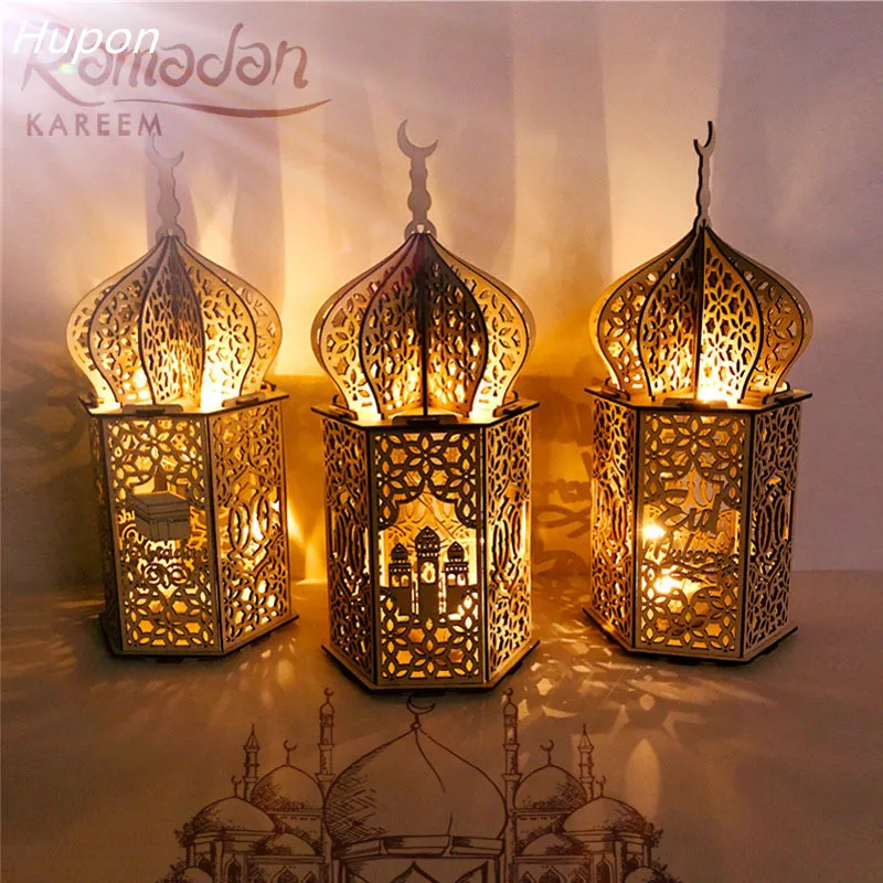 

Ramadan Decoration LED Candle Lights Wooden Pendant Eid Mubarak Decor for Home Islamic Muslim Party Decor Kareem Ramadan And Eid
