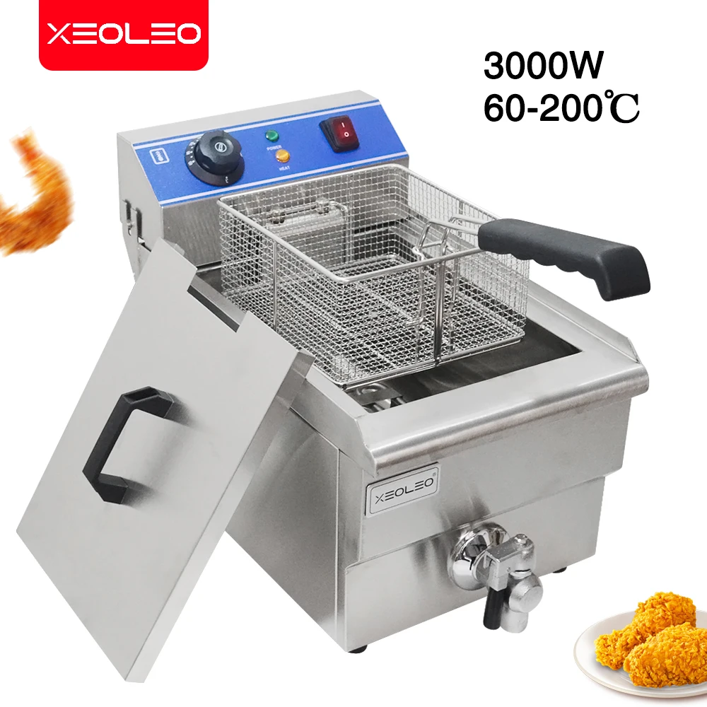 

Коммерческая электрическая фритюрница XEOLEO, 10 л, жареная французская машина из нержавеющей стали, домашняя фритюрница с одним резервуаром, ...