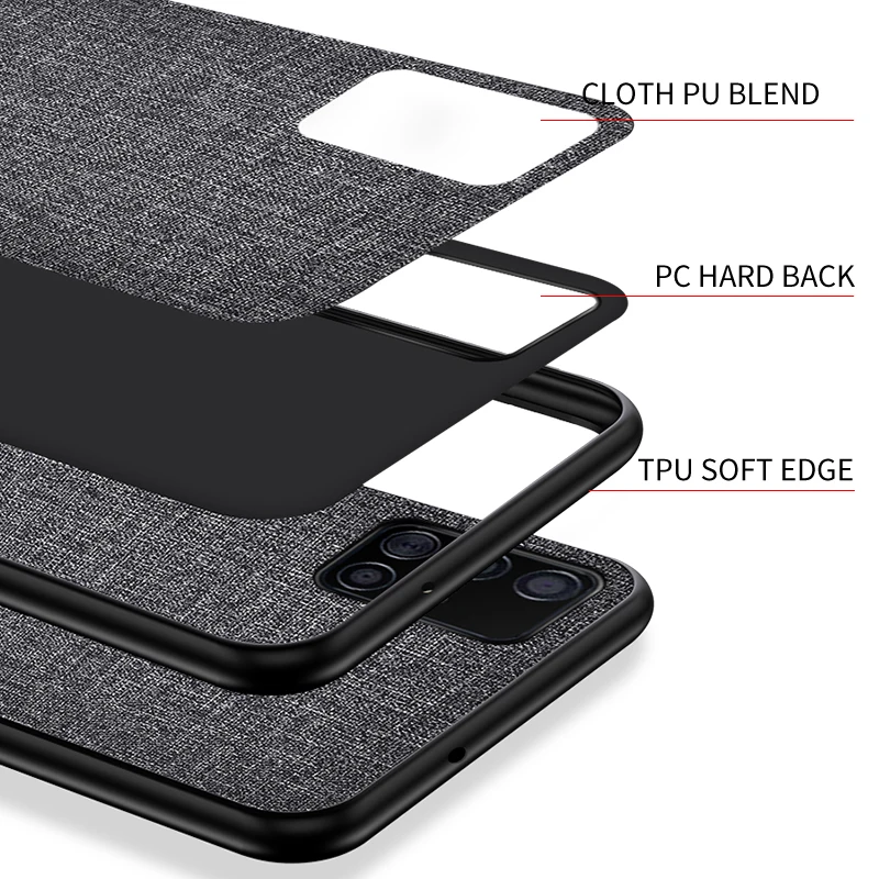 Cloth Hard PC Case For Samsung Galaxy S20 Ultra Plus A01 Soft TPU Bumper Phone Cover Simple Shockproof Coques |