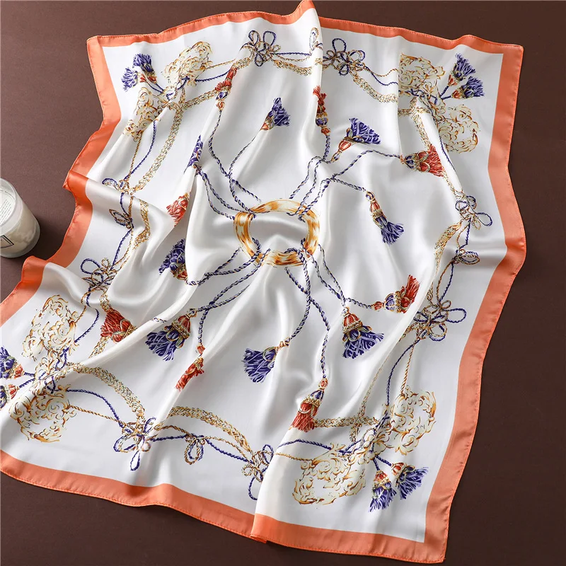 

2020 Fashion Silk Square Scarf Women Designer Print Foulard Neck Bandana Lady Small Shawls Headband Neckerchief Hand Scarves Tie