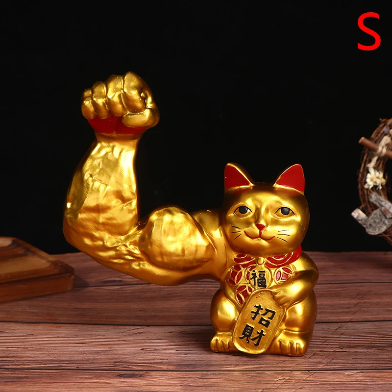 

Muscle Arm Lucky Cat Figure Statue Statue Resin Craft Welcome Cat