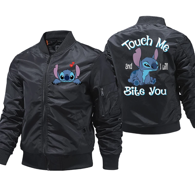 

Disney Lilo Stitch Jackets Casual Outwear Hiking Windbreaker Coats Fashion Army Cargo Bomber Jackets Men Clothing