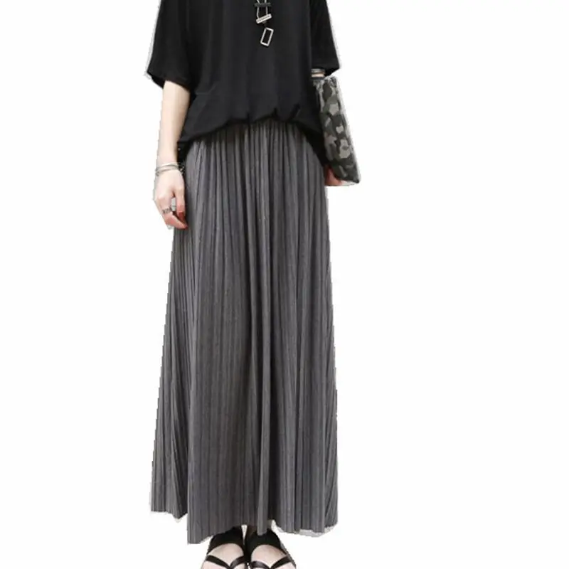 

2021 New Women's Modal Cotton Pleated Skirt Retro High Waist Skirt Organ Skirt \Large Swing Long Skirt