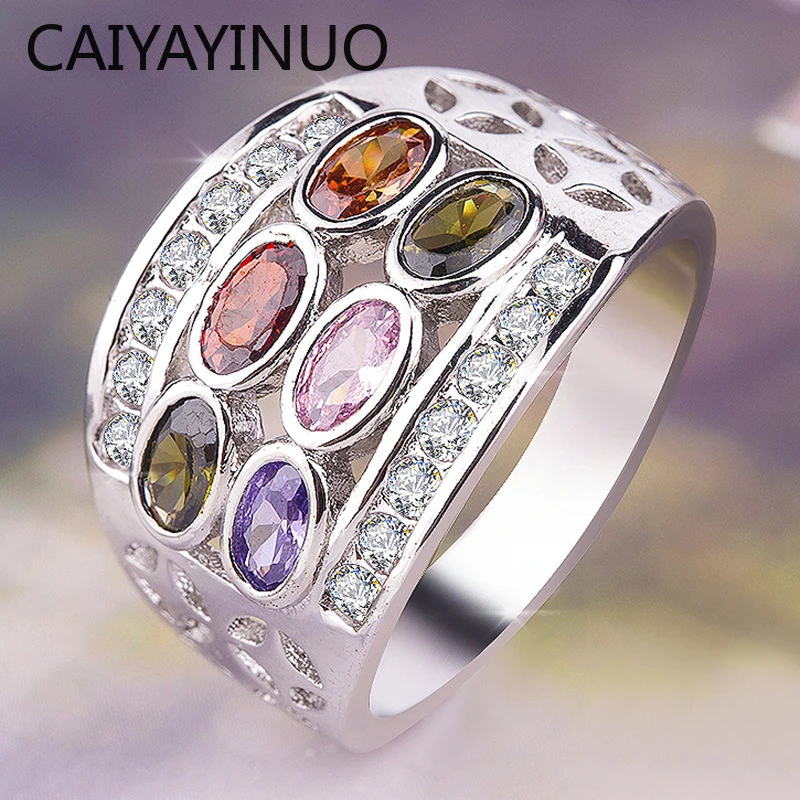 6 цветов Радужное эллиптическое кольцо с австрийским кристаллом богемное из