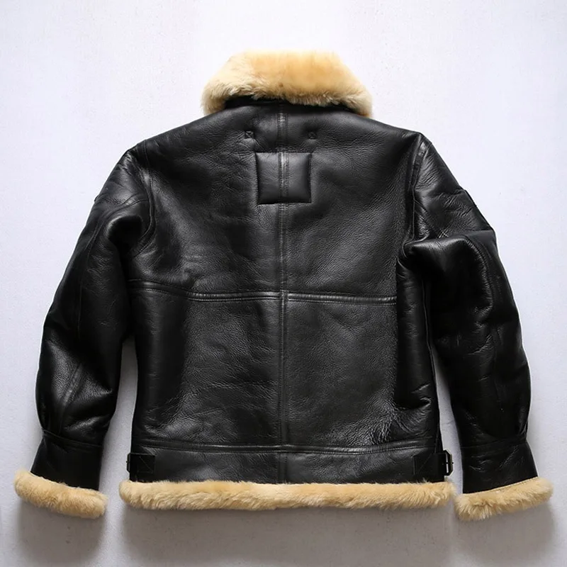 

Men 2021 New Black Fur Pilot Jacket B3 Flight Jackets Fashion Multi-label military Wool Liner Sheepskin Coat Winer Russia Coats