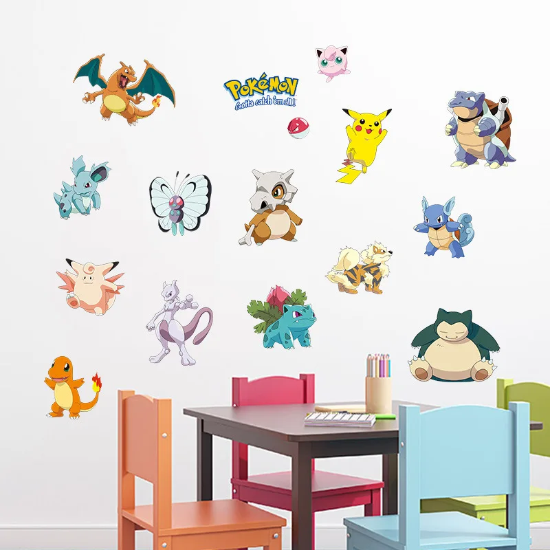 Cartoon 3D Pokemon Pikachu Movable Wall Sticker Decal Nursery Home Bedroom Living Room Mural Art Deco Anime Figure Waterproof | Игрушки и