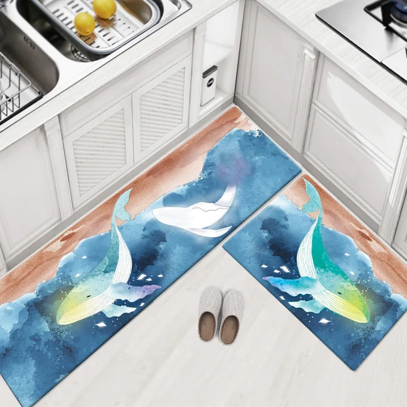 

Nordic PVC Waterproof Door Floor Mats Kitchen Floor Rug Oil-proof Kitchen Carpet Welcome Mat Kitchen Mat Carpet Bedside Bath Mat