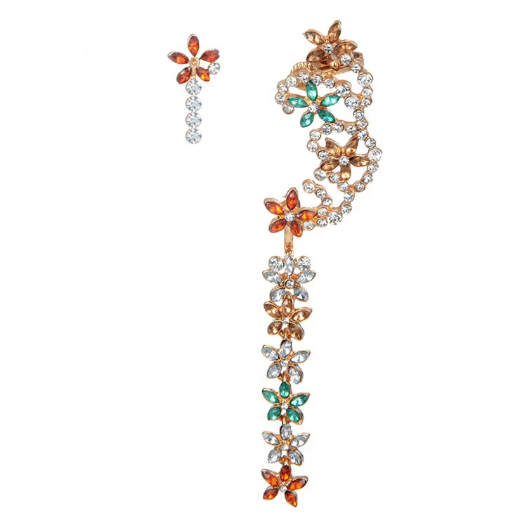 Хрустальное винтажное украшение в виде цветка висячие серьги ассиметричная