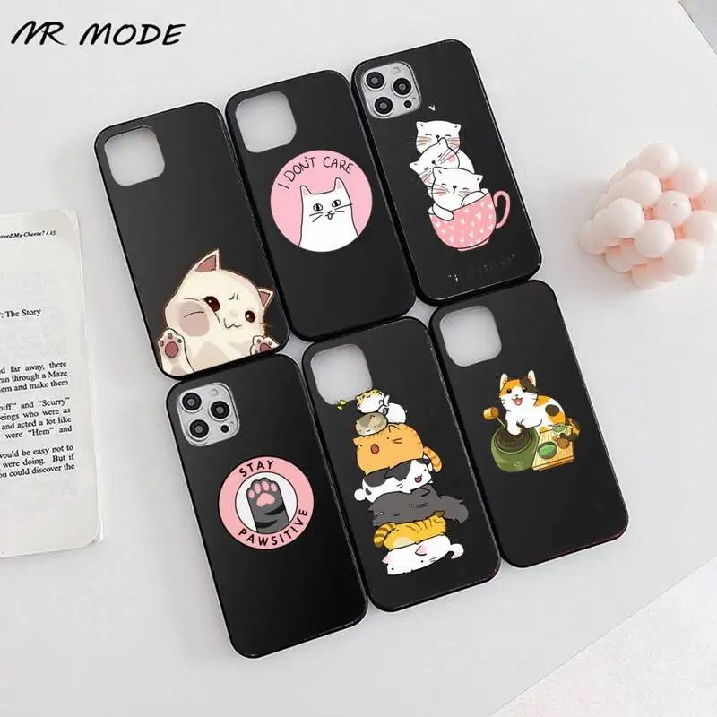 

Cute cartoon cat Phone Case for iPhone 13 12 11 mini pro XS MAX 8 7 6 6S Plus X SE 2020 XR