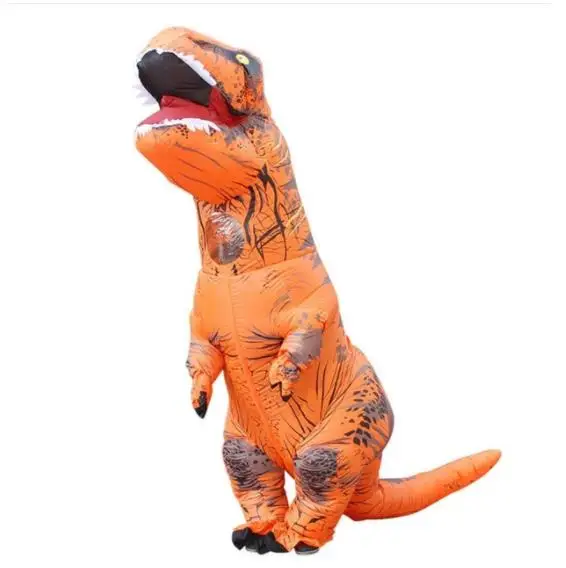 Оранжевый T-REX для взрослых, надувной костюм, Рождественский косплей, динозавр, животный комбинезон, костюм на Хэллоуин для женщин и мужчин, мультяшный талисман - Цвет: Оранжевый