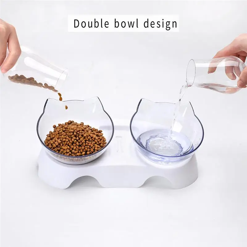 

Pet Bowl Set Creative Clear Dual-Bowl 15 Titling Cat Food Bowl Dog Water Bowl Outdoor Food Dish Feeding Feeder Water Bowl
