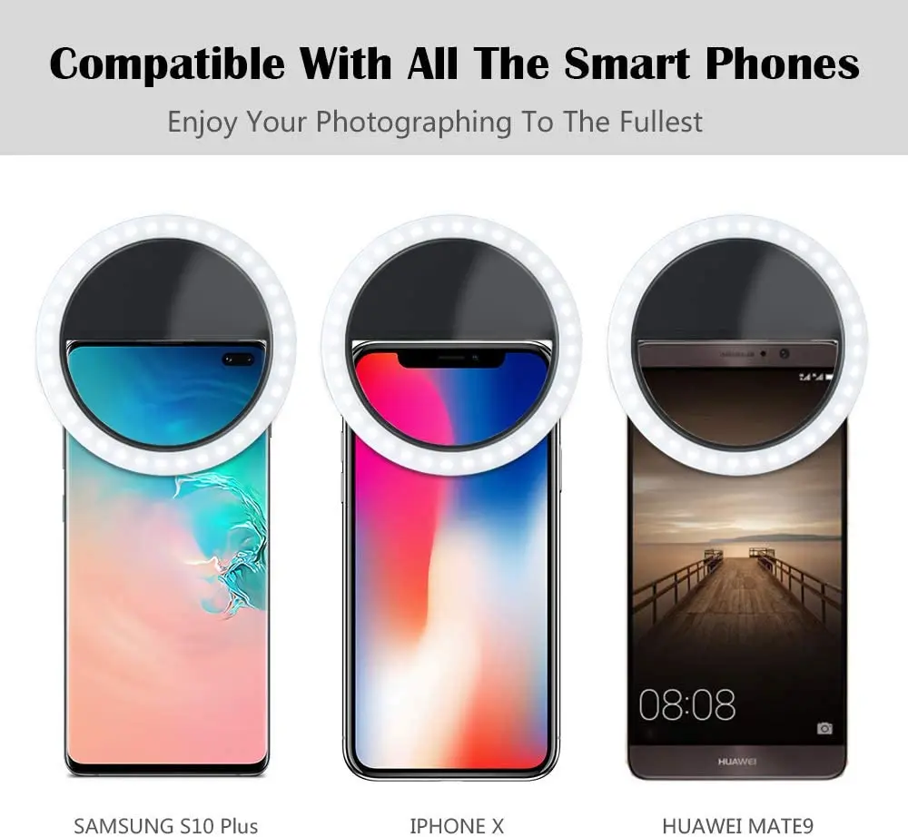 Светодиодная кольцевая лампа для селфи портативсветильник селфи-лампа с зажимом