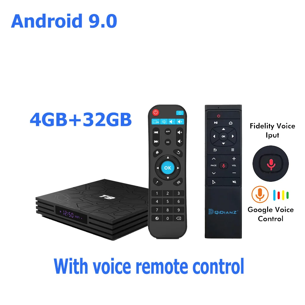T9 Smart tv BOX Android 9,0 OS 4 Гб+ 32 ГБ/64 Гб RK3328 четырехъядерный Wi-Fi 2,4G 1080P 4K YouTube Netflix медиаприставка - Цвет: 9.0 4G-64G-MT12
