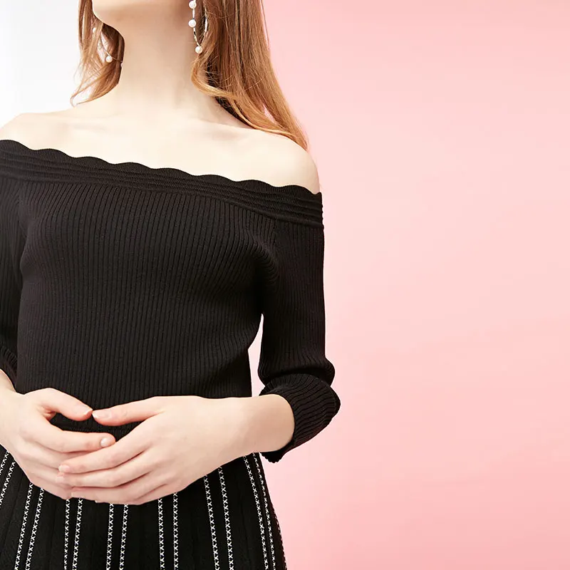 Vero Moda женское платье в полоску с вырезом лодочкой 3/4 рукавами | 319146533