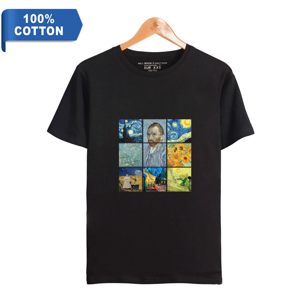 Футболка с рисунком Ван Гога и Моны Лизы женские/мужские футболки топы в