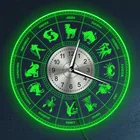 Символы зодиака светодиодный неоновый знак акриловые настенные часы Астрология освещенное произведение искусства домашний декор настенные часы созвездие светодиодное освещение часы