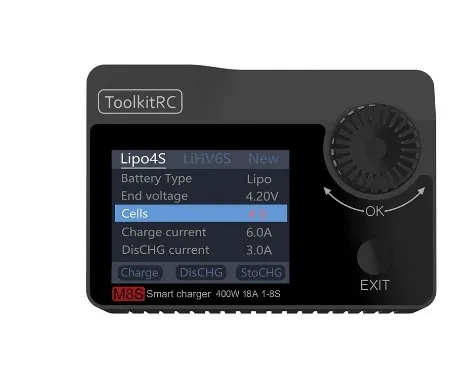 Балансирующее зарядное устройство ToolkitRC M8S 400 Вт 18A с цветным экраном Dis для 1-8S Lipo