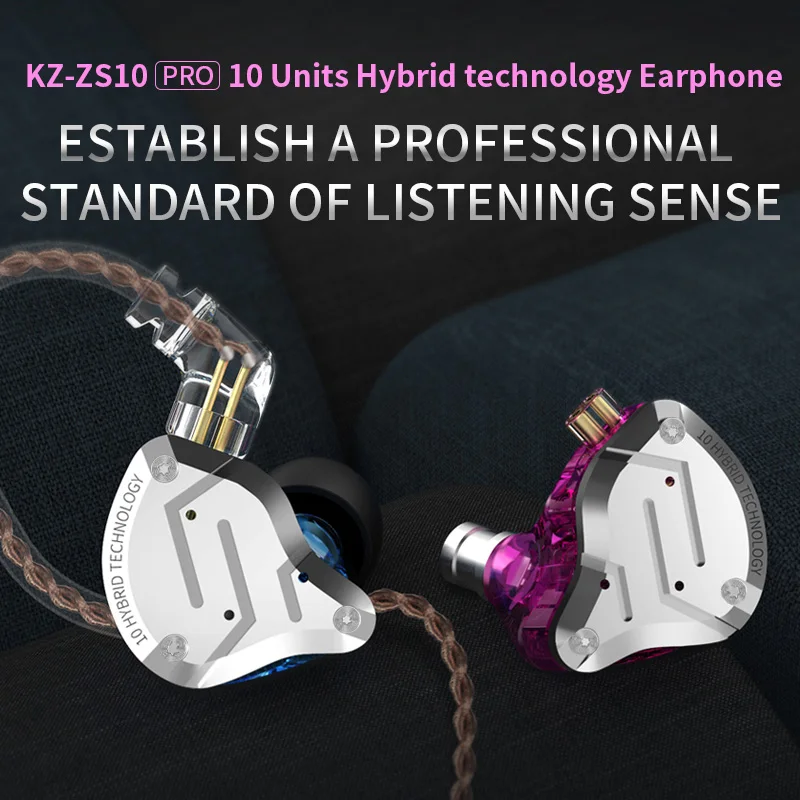KZ ZS10 PRO 4BA+1DD HIFI Metal Headset In-ear Earphone Hybrid Sport Noise Cancelling Earpiece ZSX ZSN ZAX ZST AS16 AS12 AS10 C16 |