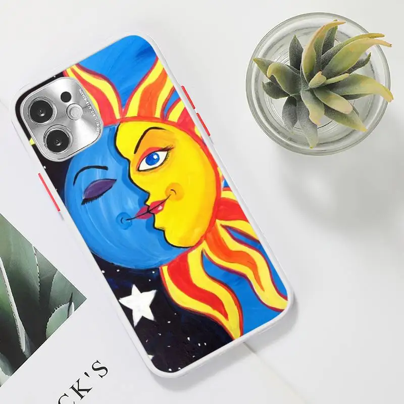 

Funny Sun Moon Face Phone Case Clear matte transparent For white iPhone 7 8 x xs xr 11 12 pro plus max mini Funda