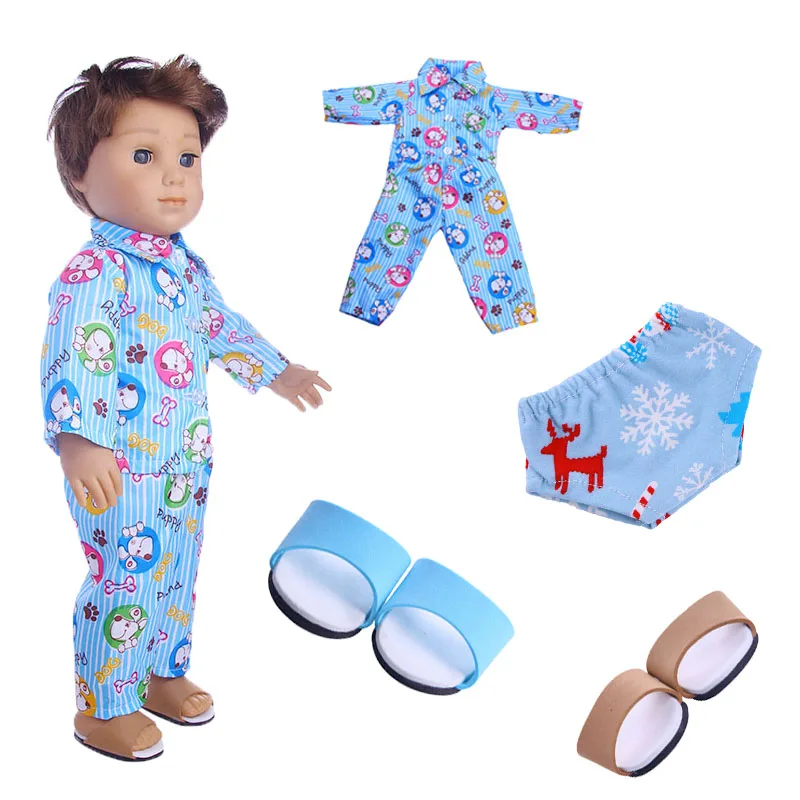 

Doll Blue Pajamas Suitable 18 Inch American Doll And 43cm Reborns Baby Dolls Clothes Accessories, Our Generation, Gifts For Girl