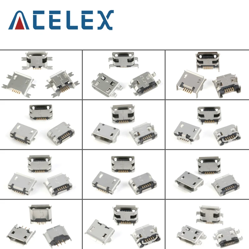 60 шт./лот 5-контактный SMT гнездовой разъем Micro USB Type B 12 моделей SMD DIP | Обустройство